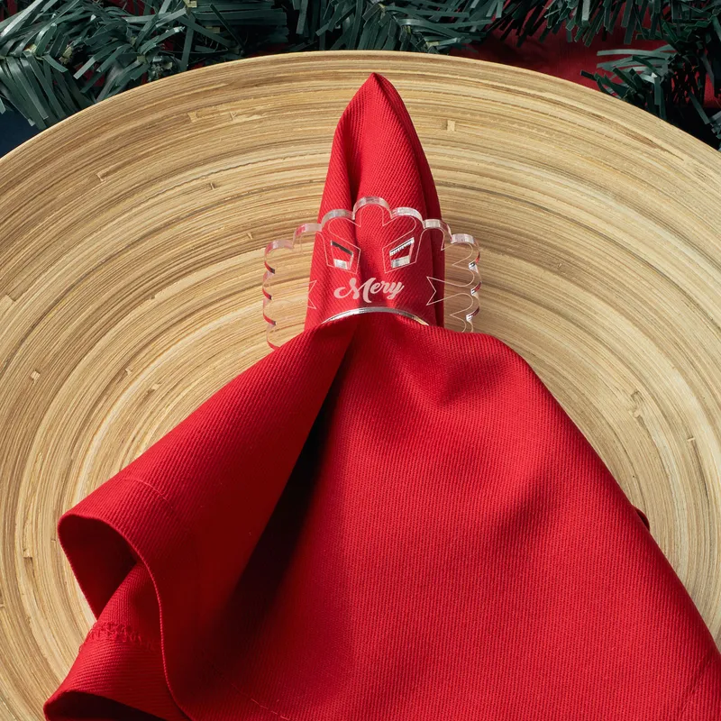 6 pcs Christmas Design Personalised Napkin Ring Set