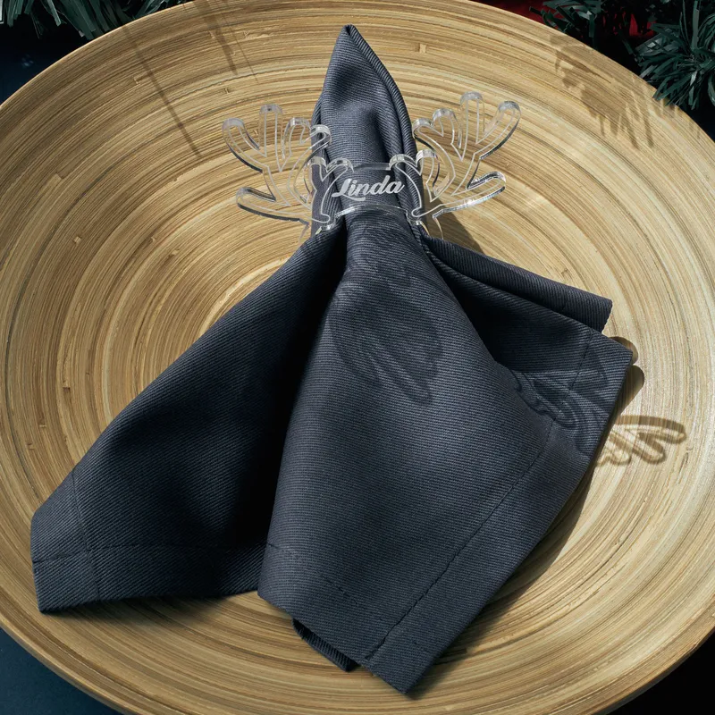 6 pcs Christmas Design Personalised Napkin Ring Set