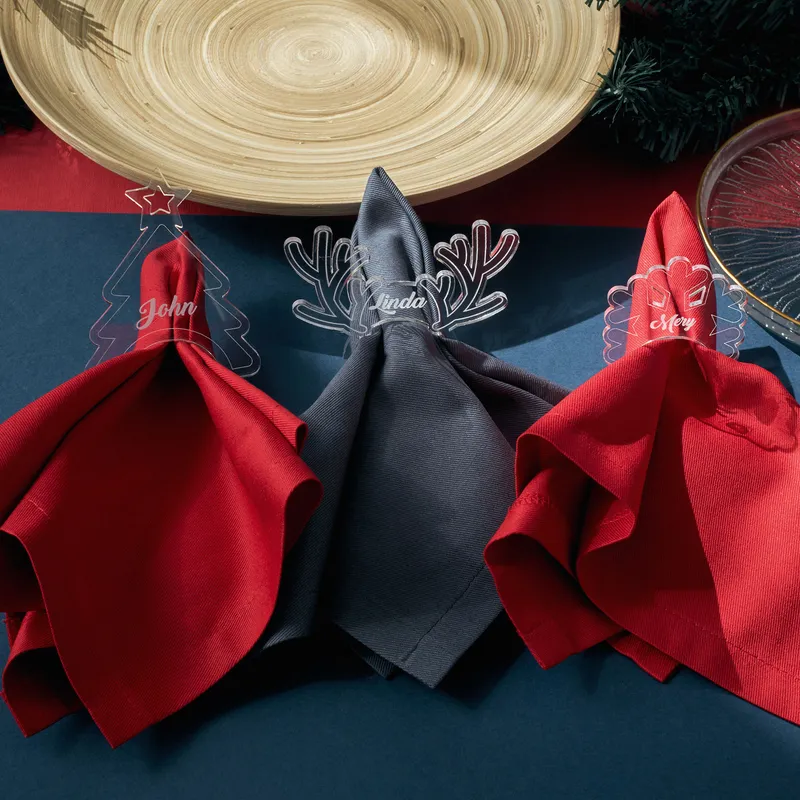 6 pcs Christmas Design Personalised Napkin Ring Set