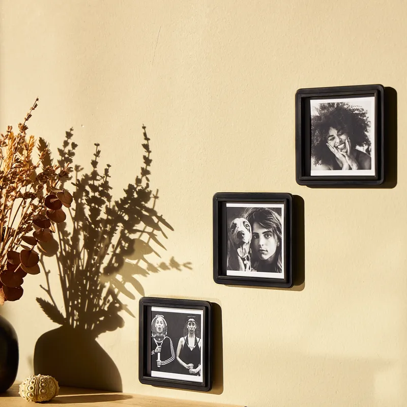Personalised Mini Photo Frame Set - 6 pcs Self-Adhesive Black Decor