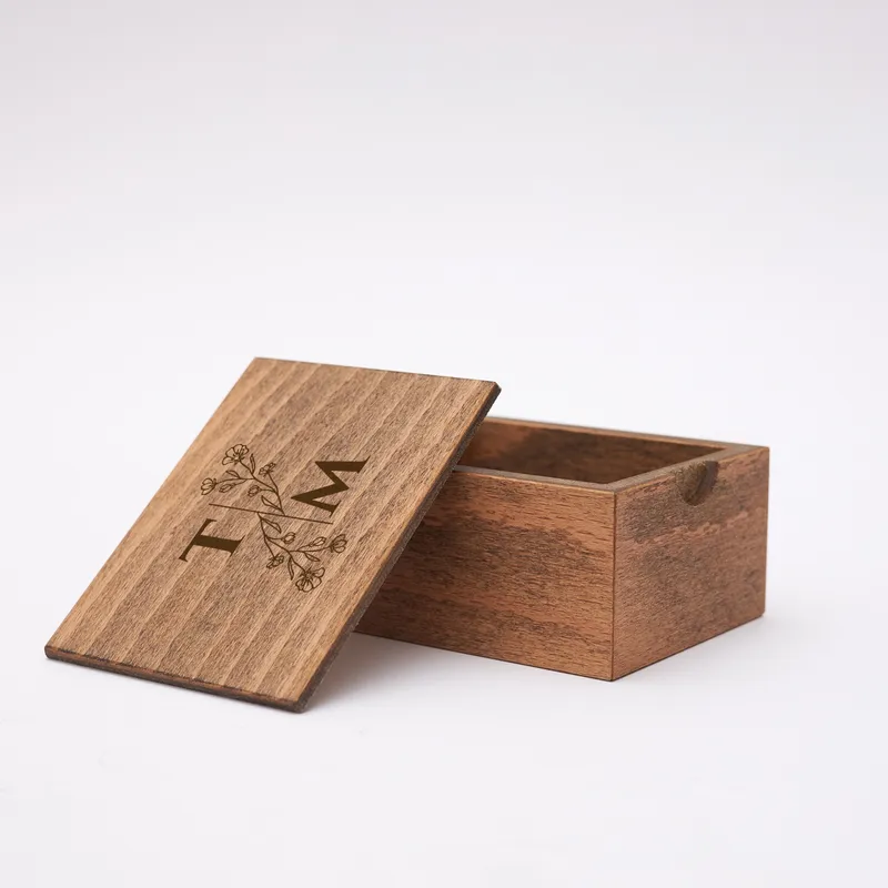 70 Photos Wooden Photo Keepsake Box with Custom Initials