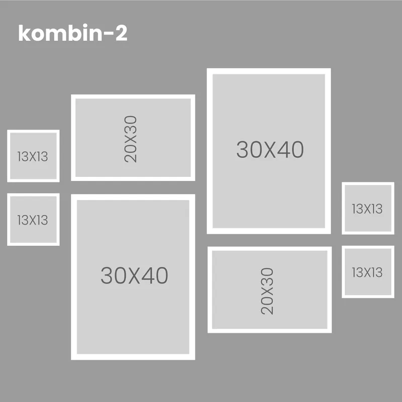 8pcs Self Adhesive White Picture Frame Set with Mat Boarded Photo Prints