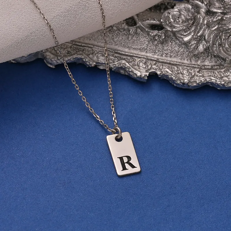 925 Sterling Silver Personalized Necklace with Initial as Gift for Her