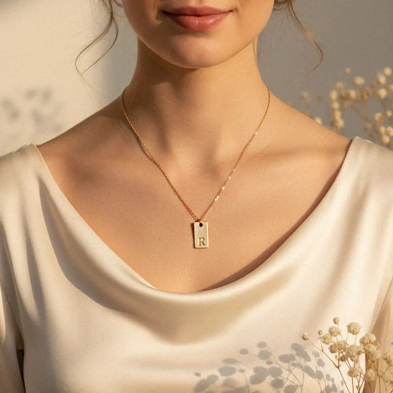 925 Sterling Silver Personalized Necklace with Initial as Gift for Her