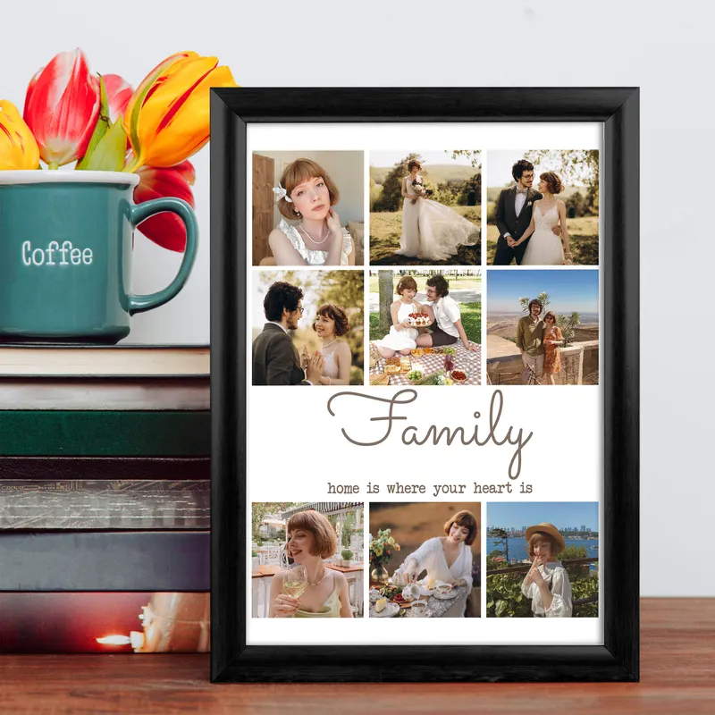Personalised Family Photo Collage Frame with Custom Message
