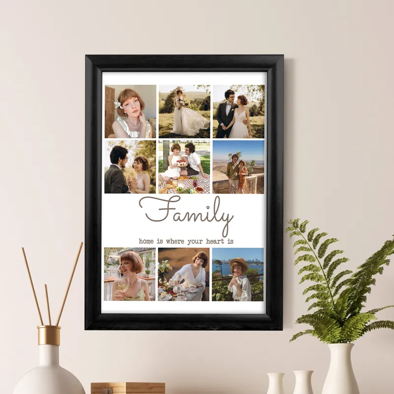 Personalised Family Photo Collage Frame with Custom Message