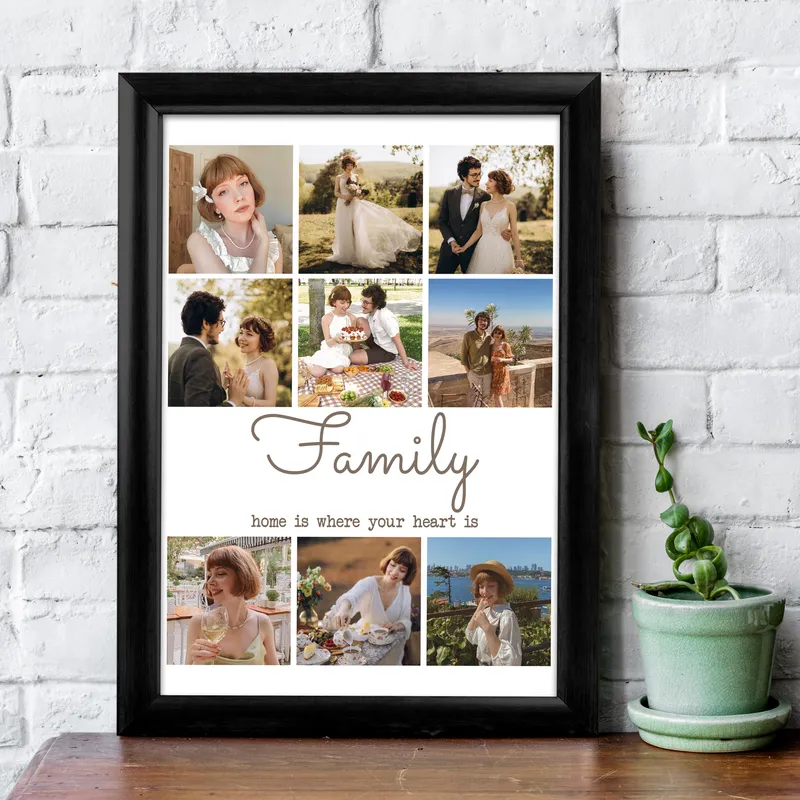 Personalised Family Photo Collage Frame with Custom Message