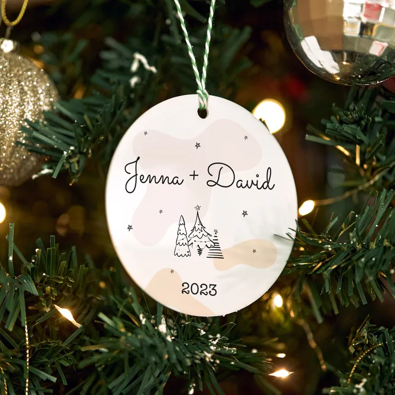 Acrylic Pine Tree Ornament with Valentine's Special Name