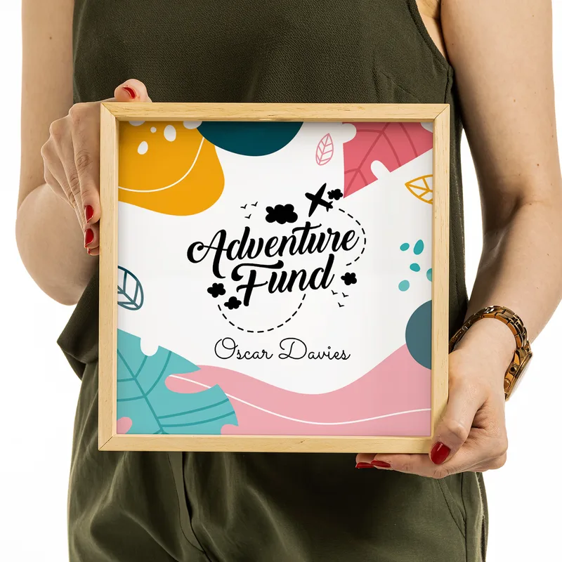 Adventure Fund Design Personalized Wooden Piggy Bank