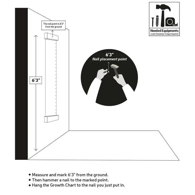 Alphabet Themed Height Measurement Growth Chart