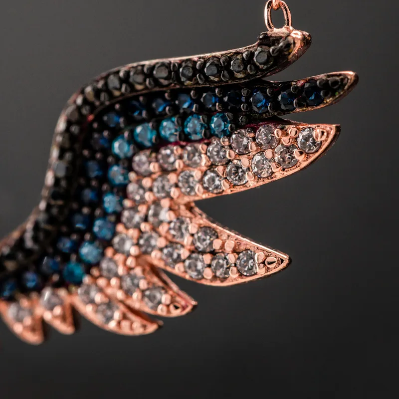 Angel Design Silver Necklace Set with Colorful Jewelry