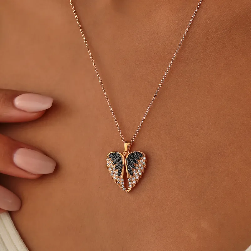 Personalised Angel Wings Silver Necklace for Her