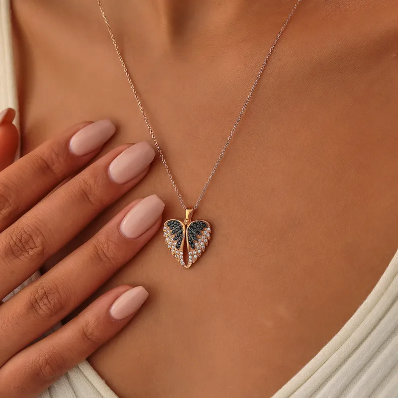 Personalised Angel Wings Silver Necklace for Her