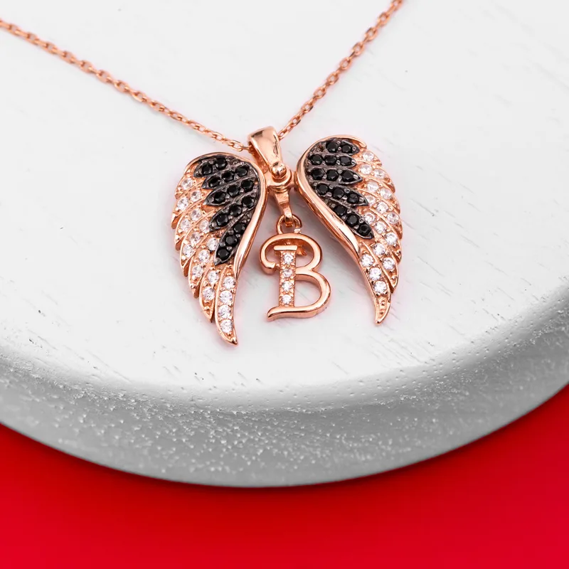 Personalised Angel Wings Silver Necklace for Her