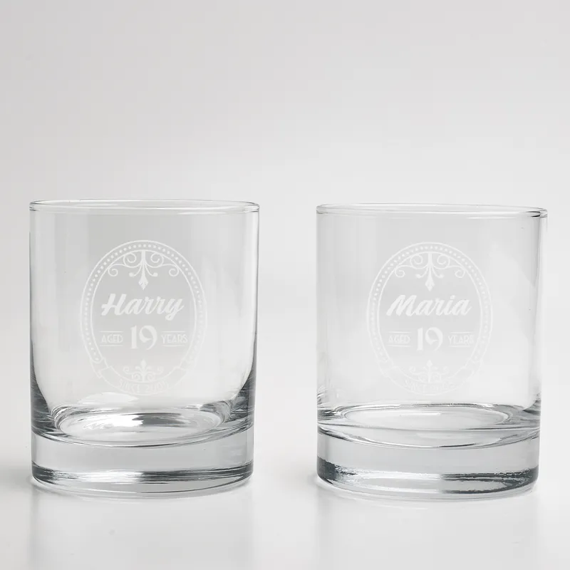 Anniversary Custom Whiskey Glass Set 11oz Personalized