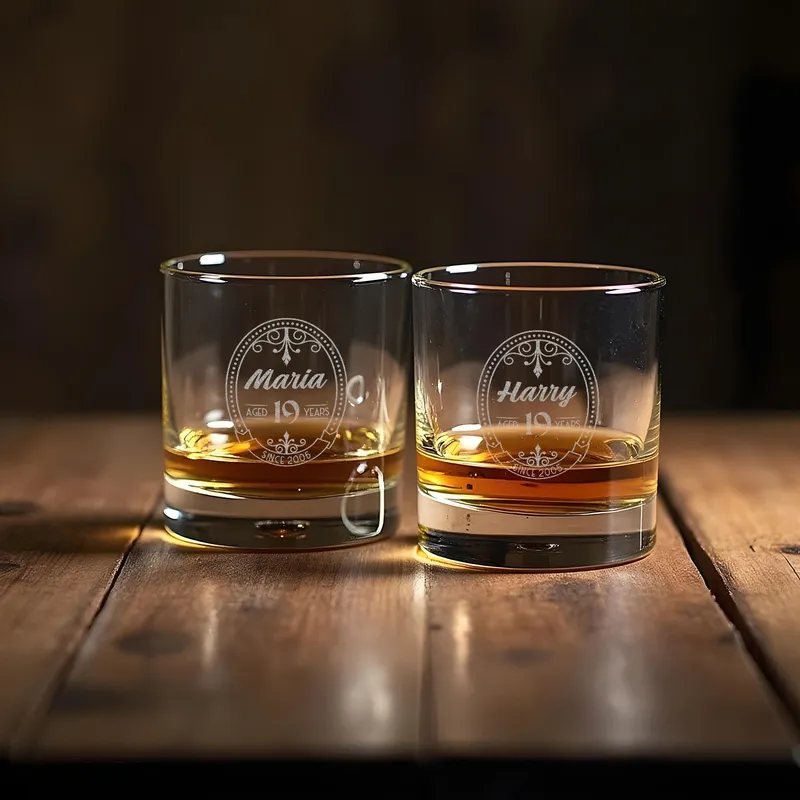 Anniversary Custom Whiskey Glass Set 11oz Personalized