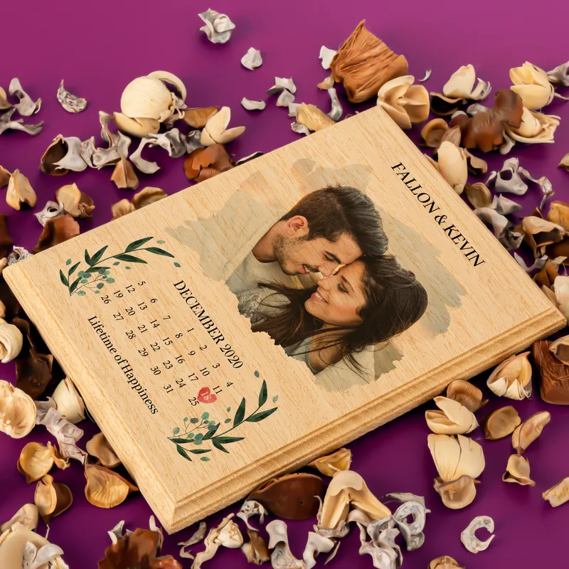 Anniversary Gift Date and Photo Printed Wooden Picture