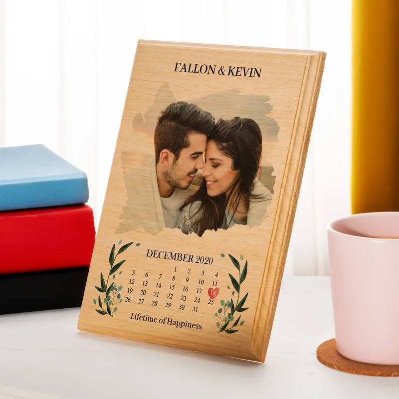 Anniversary Gift Date and Photo Printed Wooden Picture