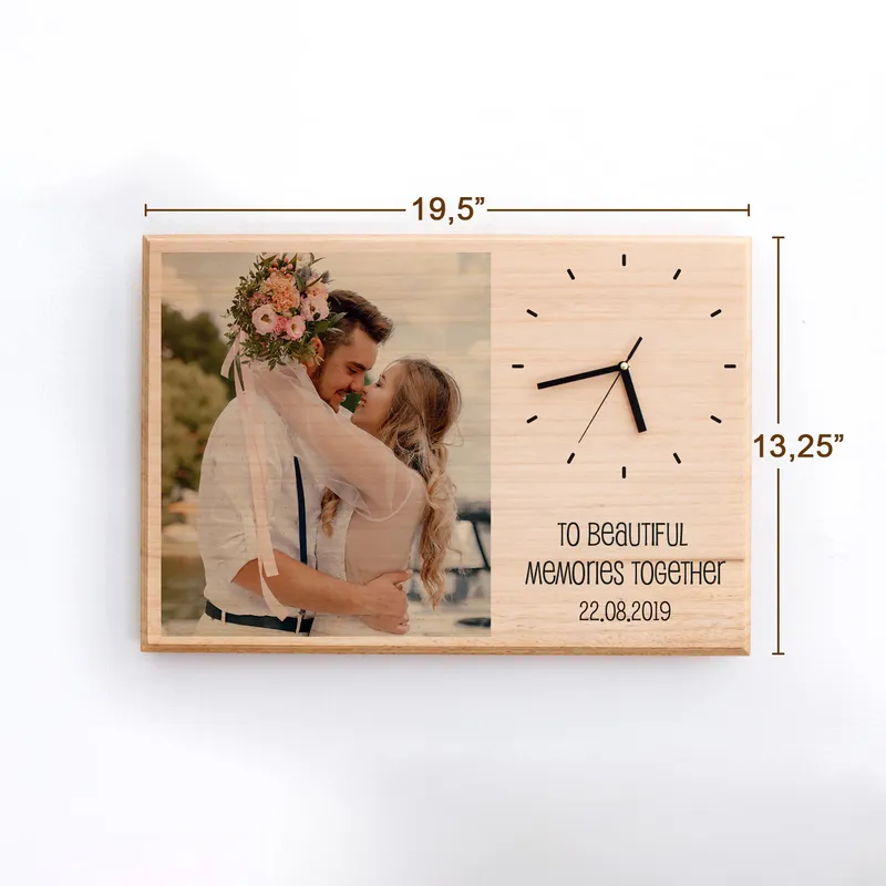 Anniversary Gift: Large Wooden Frame with Clock