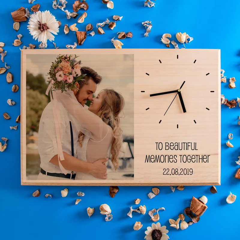 Anniversary Gift: Large Wooden Frame with Clock