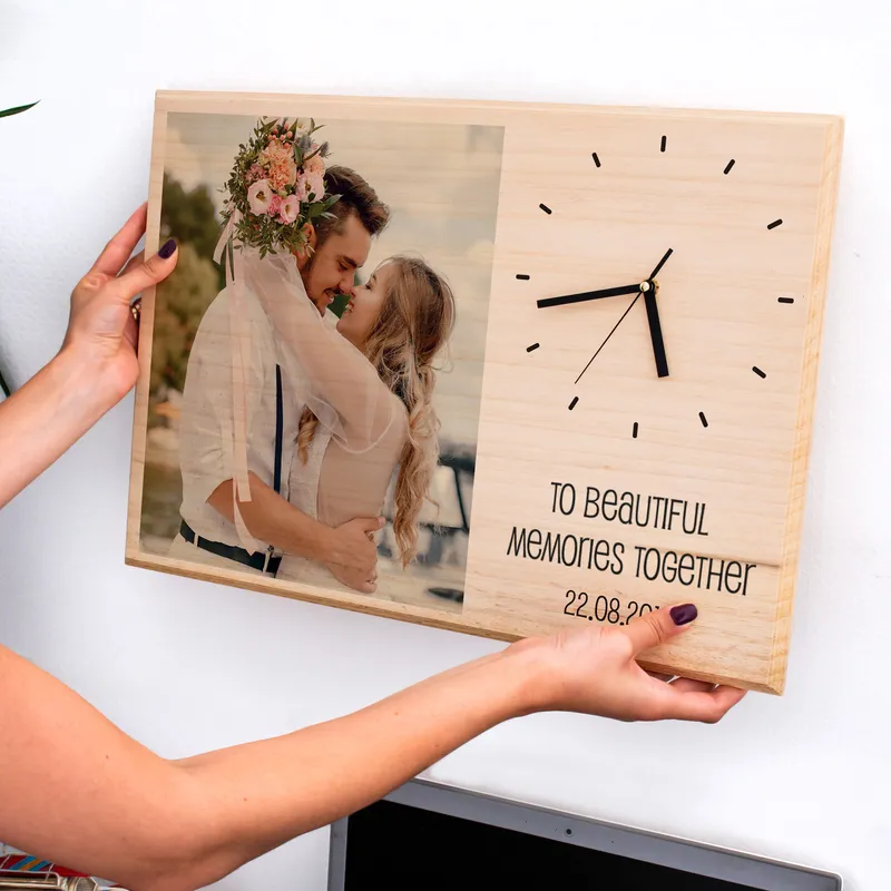 Anniversary Gift: Large Wooden Frame with Clock