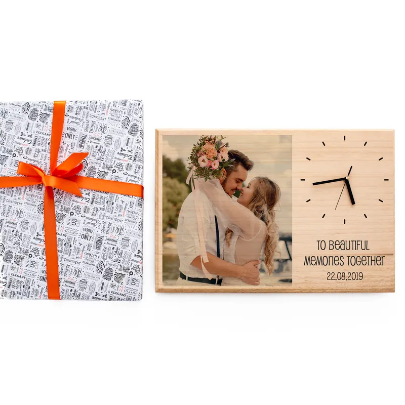 Anniversary Gift: Large Wooden Frame with Clock