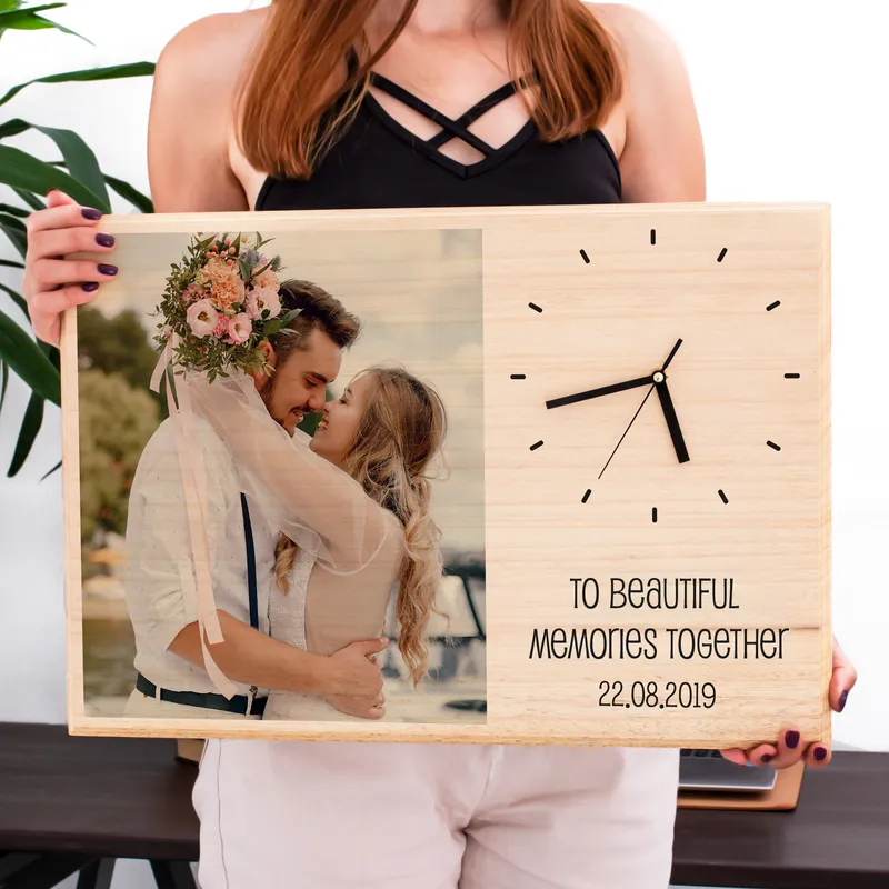 Anniversary Gift: Large Wooden Frame with Clock