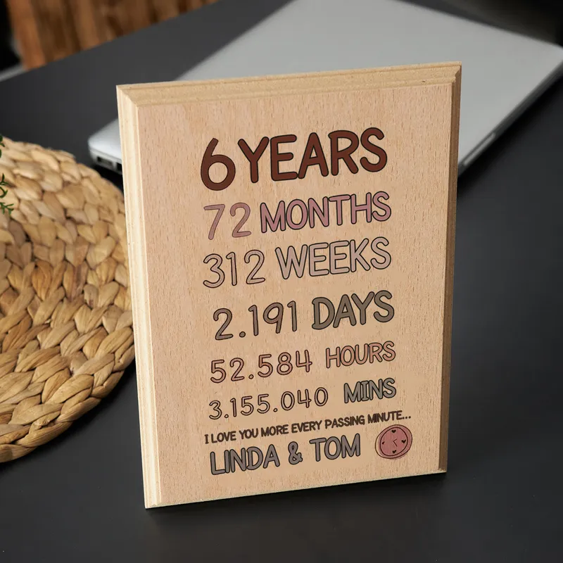 Anniversary Gift Printed Mini Wooden Picture with Time Spent Together
