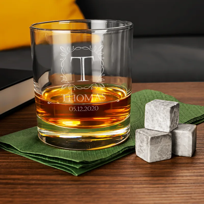 Anniversary Gifts for Boyfriend Whiskey Glass Set with Wooden Box