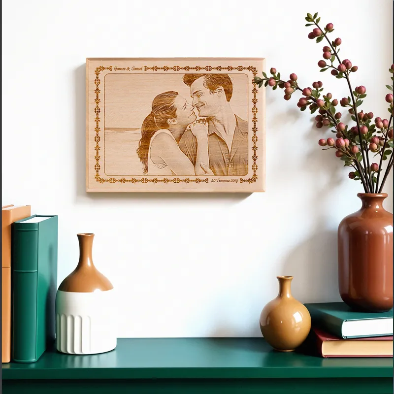 Personalised Engraved Wooden Photo Plaque for Anniversaries