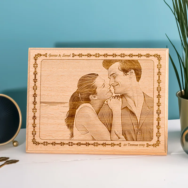 Personalised Engraved Wooden Photo Plaque for Anniversaries