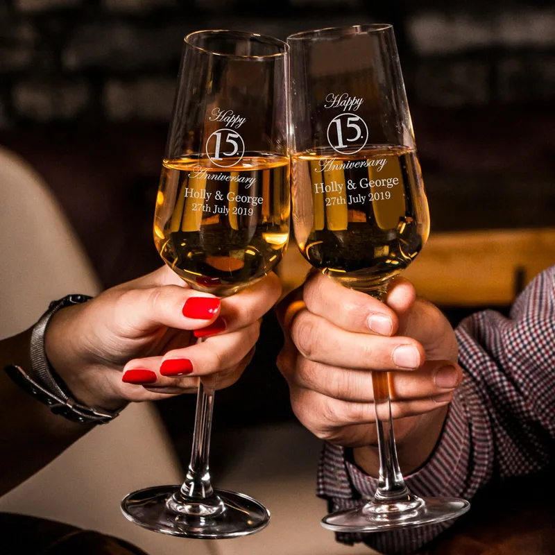 Anniversary Gifts Personalized Champagne Flutes Set