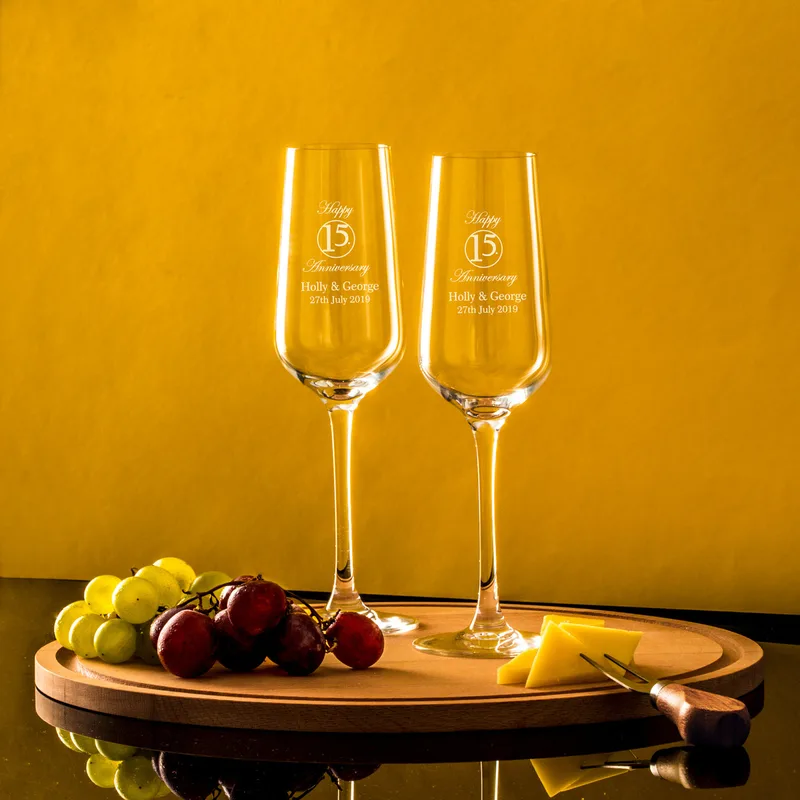 Anniversary Gifts Personalized Champagne Flutes Set