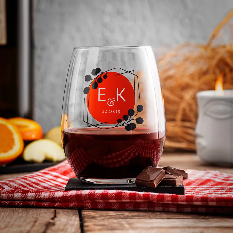 Anniversary Gifts Personalized Wine Glass Set with Name and Date