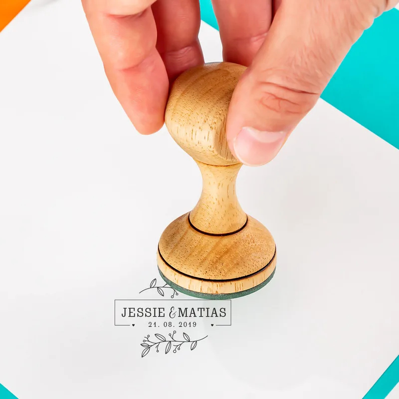 Personalised Wooden Anniversary Stamp for Couples