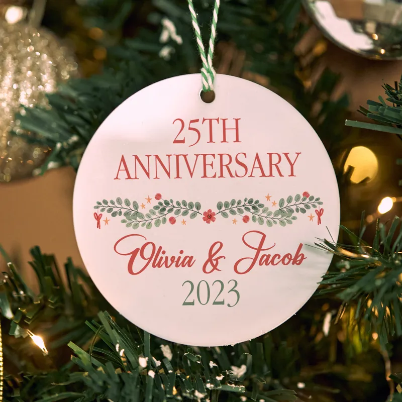 Personalised Anniversary Christmas Ornament for Couples