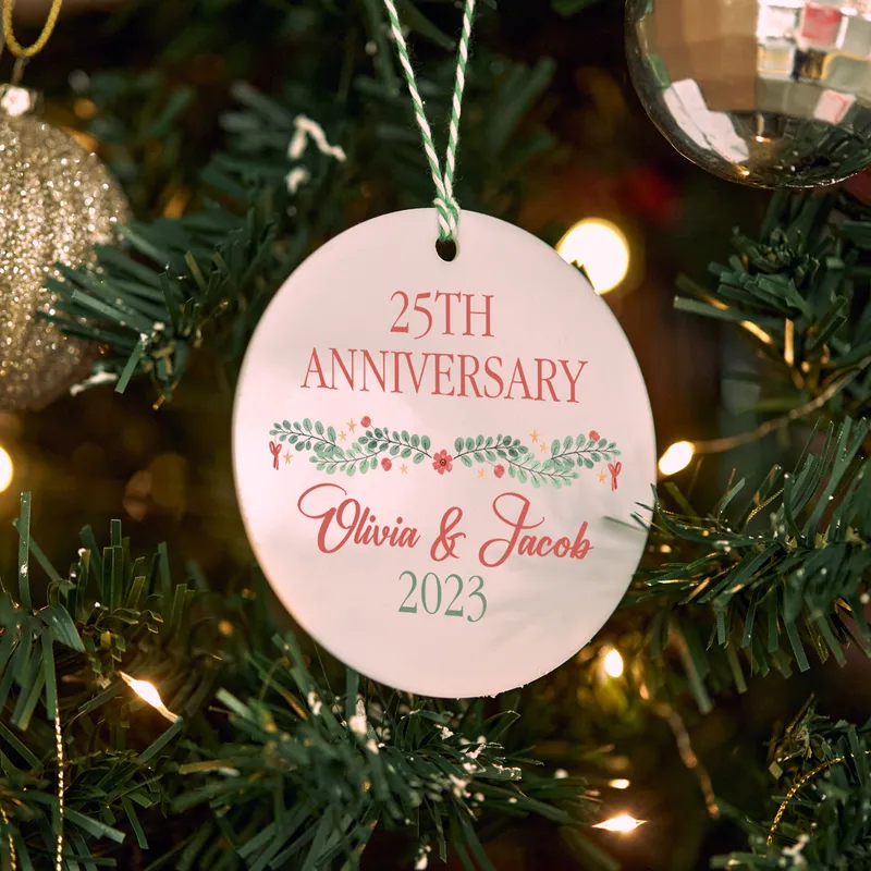 Personalised Anniversary Christmas Ornament for Couples