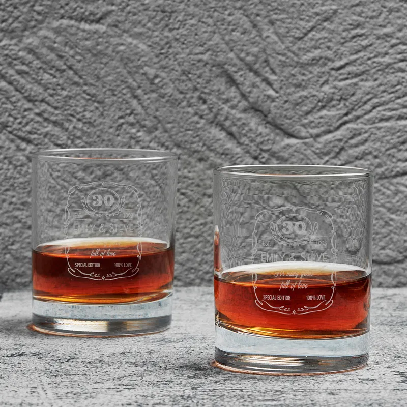 Anniversary Personalized Whiskey Glass Set for Couples