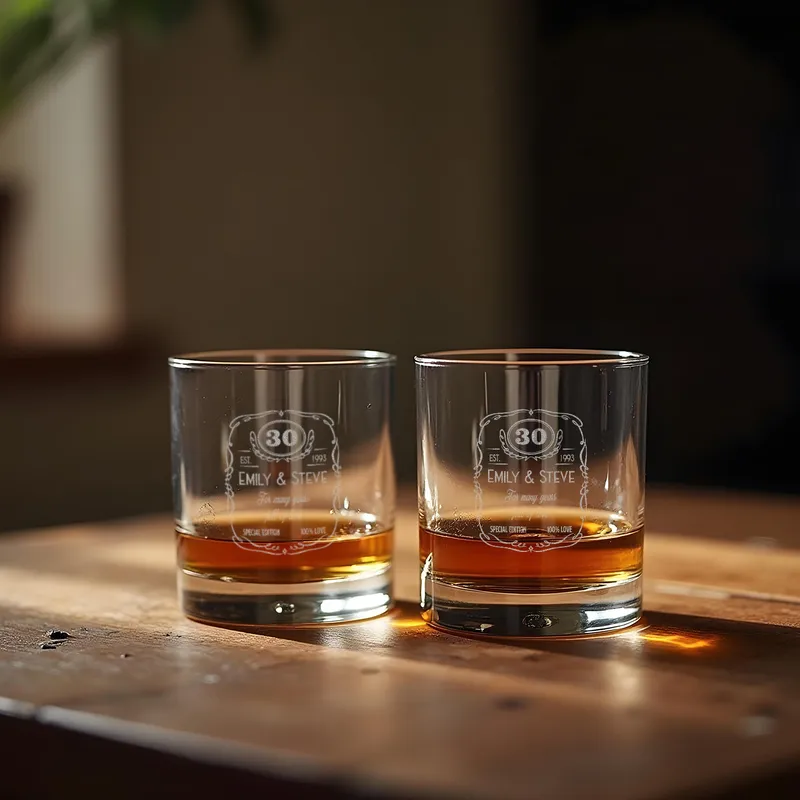 Anniversary Personalized Whiskey Glass Set for Couples