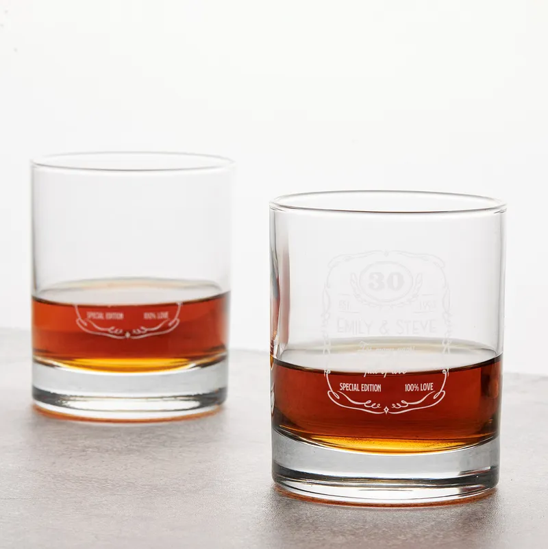 Anniversary Personalized Whiskey Glass Set for Couples