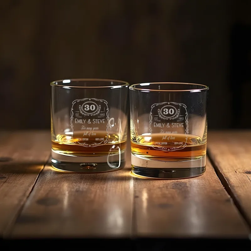 Anniversary Personalized Whiskey Glass Set for Couples