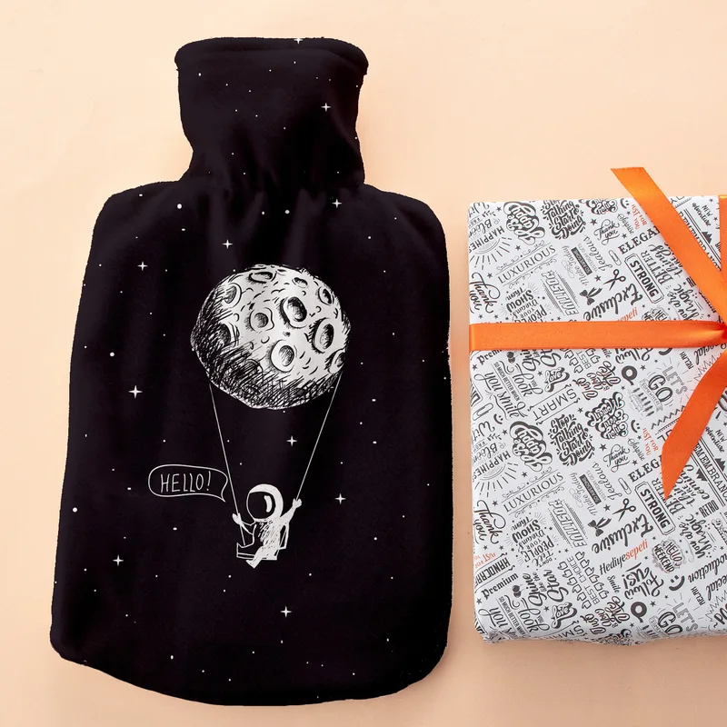 Astronaut Moon Design Personalized Hot Water Bottle