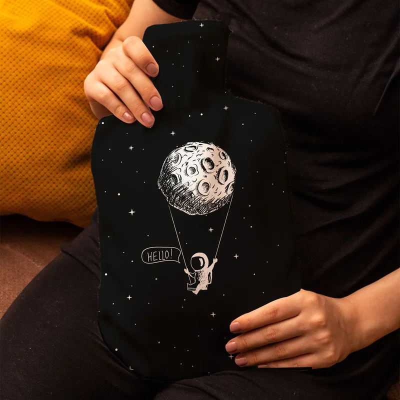 Astronaut Moon Design Personalized Hot Water Bottle