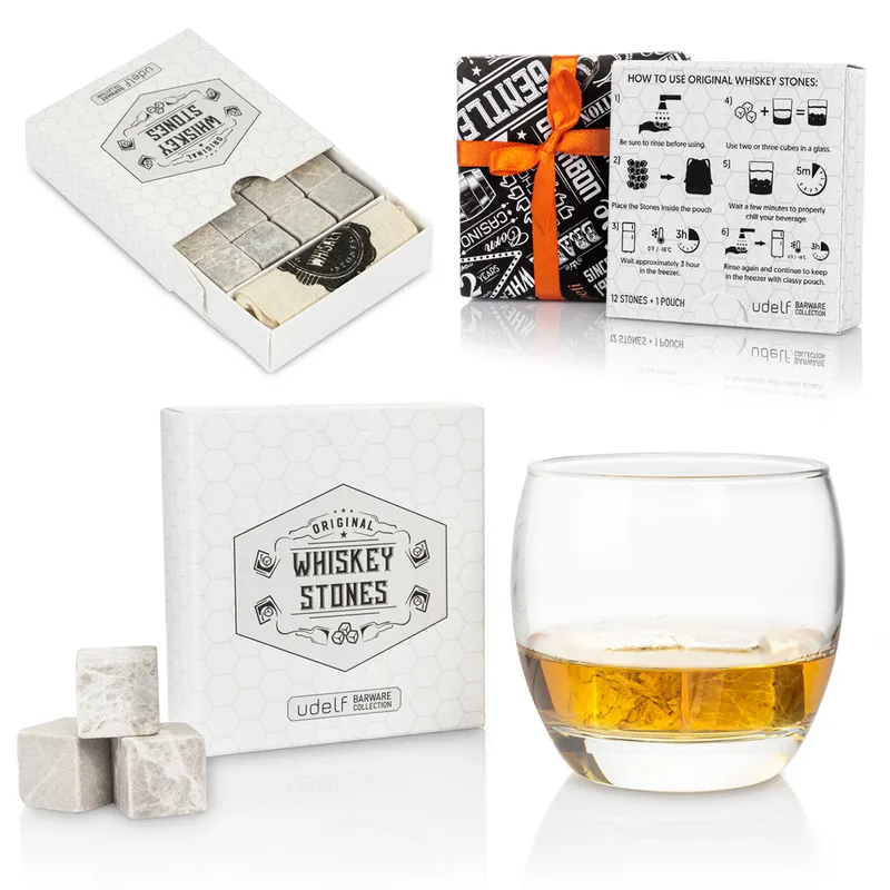 Premium Whiskey Stones Gift Set for Men and Whiskey Lovers