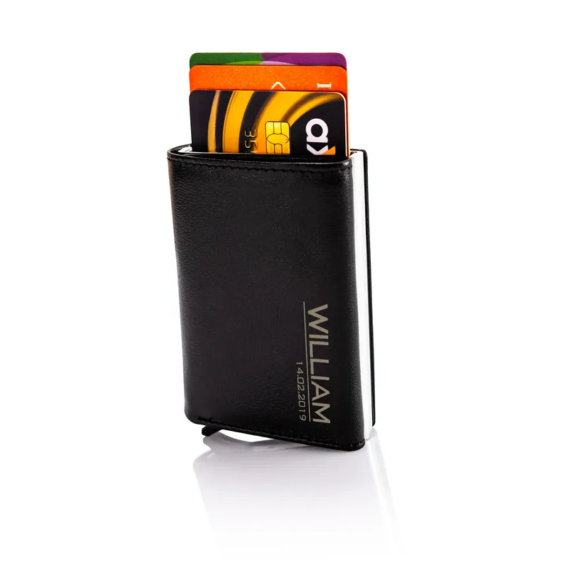 Personalised Automatic Wallet with Name and Date Engraving
