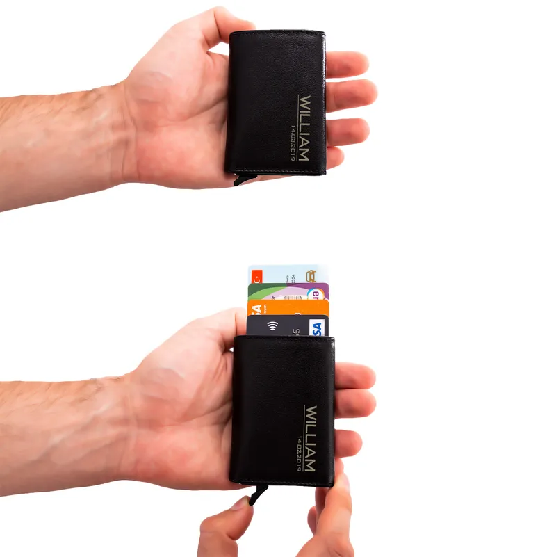 Personalised Automatic Wallet with Name and Date Engraving