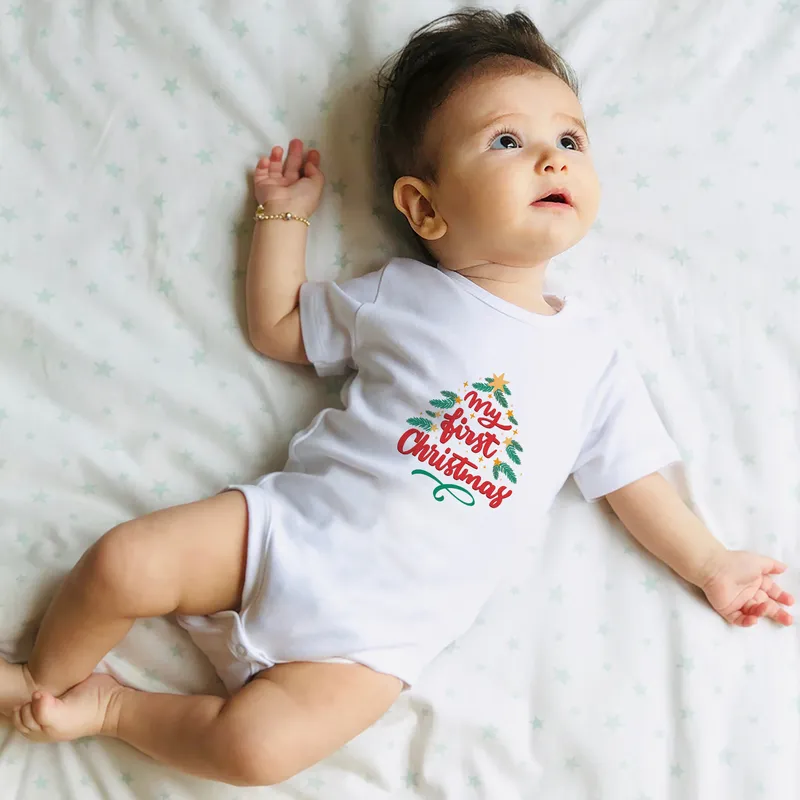 Baby Bodysuit with 'My First Christmas' Design