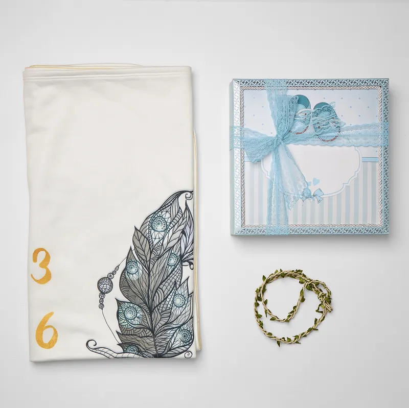 Baby Boy Monthly Milestone Photo Blanket Gift Set