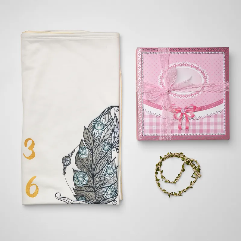 Baby Girl Monthly Milestone Photo Blanket with Gift Box