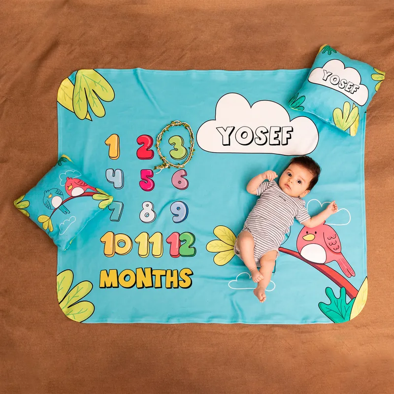 Personalised Baby Milestone Blanket Set for Newborn Keepsake